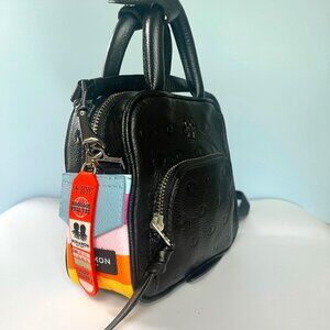 Min & Mon Marino Mini Crossbody Black And Neon Orange Leather Bag - Groovy Rainb